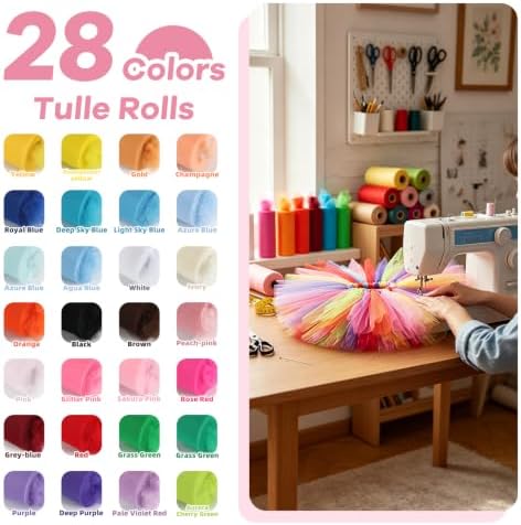 28 Colors Tulle Rolls 6 Inch by 25 Yards Rainbow Tulle Fabric Ribbon - Image 4