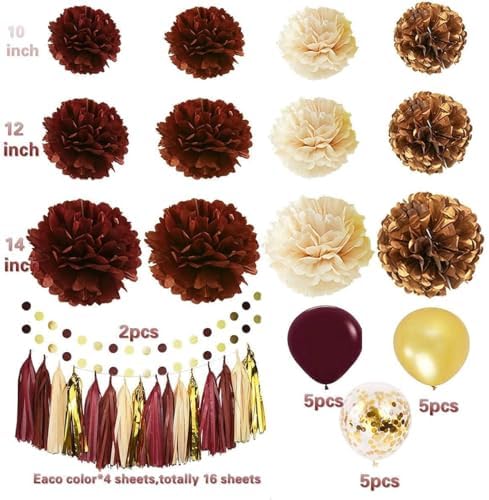 Graduation Decorations Maroon Gold 2026/Burgundy Maroon Graduation Party Decorations/Fall Bridal Shower Decorations/Burgundy Gold Balloons/Birthday Party Decor for Women Fall - Image 5