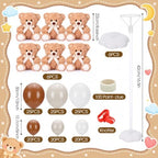 6 Sets Bear Baby Shower Decorations, Centerpieces,Beige White - Image 2