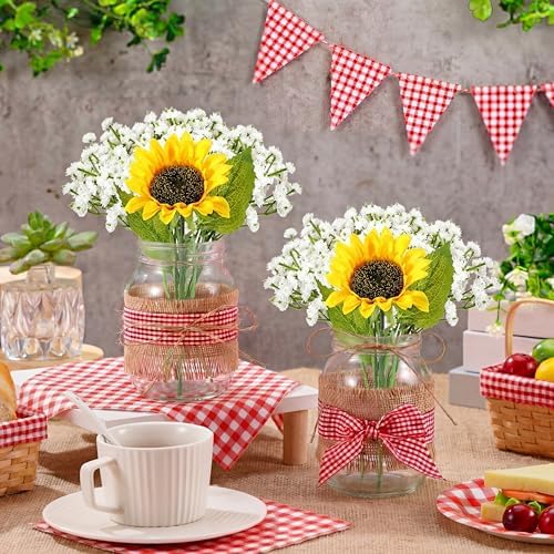 Daifunli 6 Set Picnic Party Centerpieces for Table Mason Jar Table Decor - Image 2