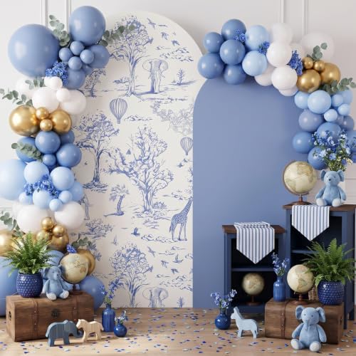 Moukeren Blue Toile De Jouy Arch Backdrop Cover 6ft and 7.2ft - Image 5