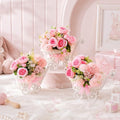 3 Pack Pink Rattan Baby Carriage Centerpieces Baby Shower with Bouquet by Unknown