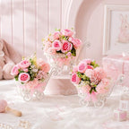 3 Pack Pink Rattan Baby Carriage Centerpieces Baby Shower with Bouquet by Unknown