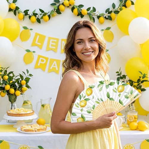 Roowest 36 Pcs Lemon Folding Hand Fans Bulk, Bridal Shower Party Favors - Image 6