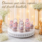 Wenqik White Metal Cake Stand 16 Inch with Cutting & Spatula - Image 5