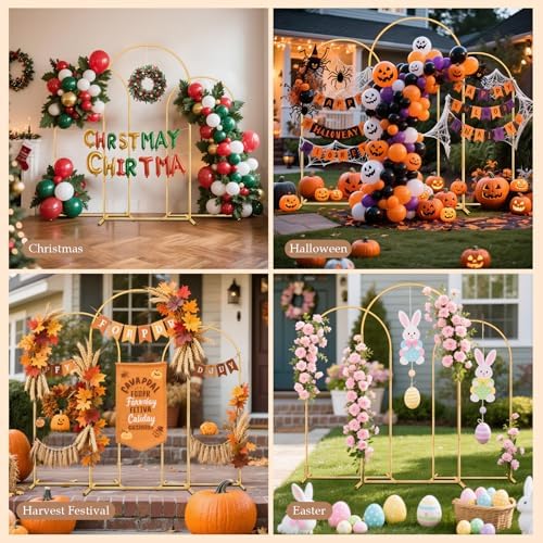 3 Pack Metal Arch Backdrop Stand(7.2 ft, 6.6 ft, 6 ft) Balloon Arbor Frame - Image 2