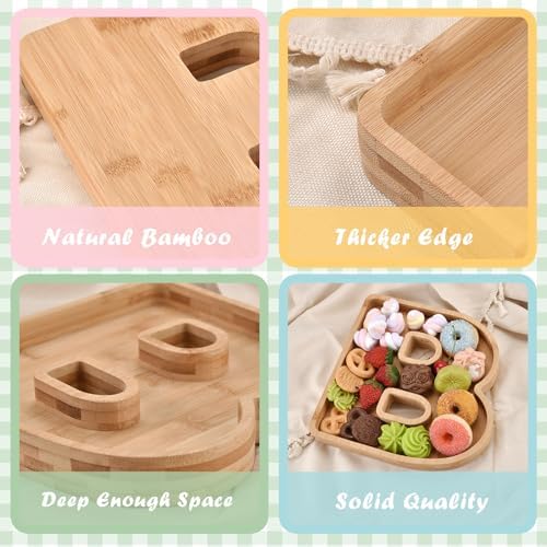 Wooden Baby Charcuterie Board Letters Serving Tray Decorative Platter 4 Pcs Bamboo Candy Tray for Baby Shower Alphabet Gender Reveal Decorations with Deeper Edge - Image 3