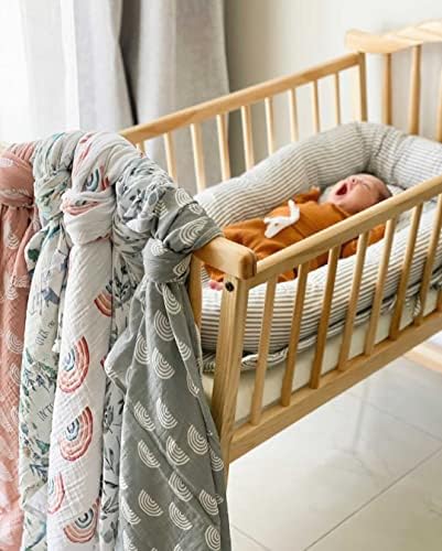Miaoberry 100% Organic Cotton Muslin Blanket| Sage Green Rainbow Baby Swaddle Set| Newborn Boy Girl Unisex Neutral| Boho Vintage Monthly Picture Blanket - Image 4