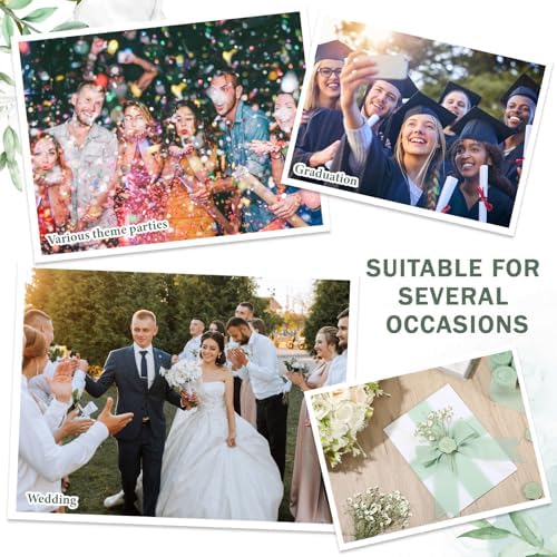Fullhawl 50 Sets Wedding Invitations Wraps Set Pre Folded Vellum Jackets for 5 x 7 Invitations Dried Flowers Wax Seal Stickers Chiffon Silk Ribbon for Wedding Birthday Bridal Shower Craft DIY (Green) - Image 6
