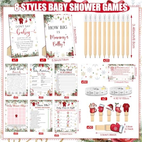 Funnymoom 426 Pcs Christmas Santa Baby Shower Games, 8 Set for Boys Girls - Image 3