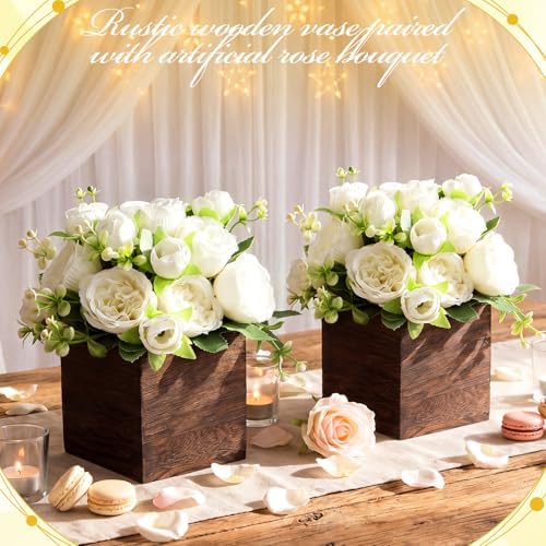 6 Sets Artificial Peonies Flower Table Centerpieces, White - Image 2