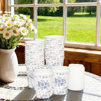 50Pcs Blue Floral Disposable Paper Coffee Cups with Lids and Sleeves - Image 6