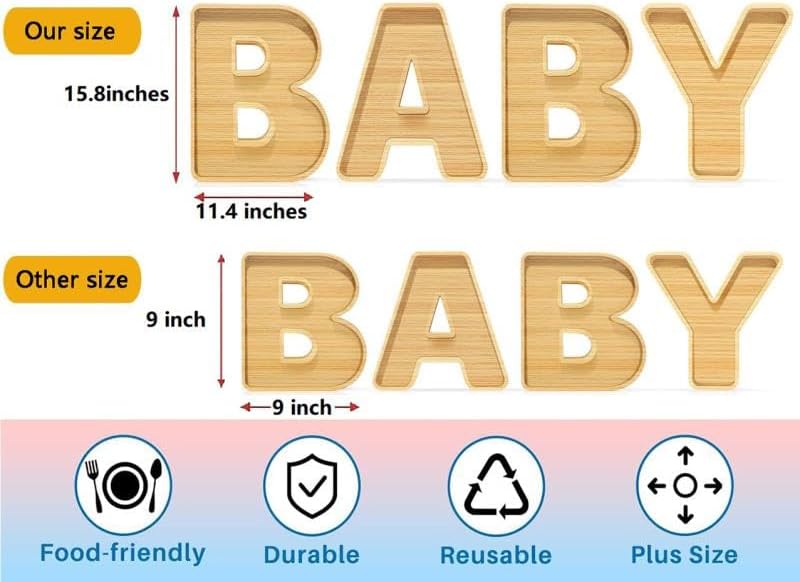 15.8" Fillable Charcuterie Trays, 4 Pack Larger Bamboo Charcuterie Boards for Baby Shower, Wooden Serving Trays for Fruit Cheese Platter Vegetable Food Dish Plates, Baby Birthday Party Table Decor - Image 3