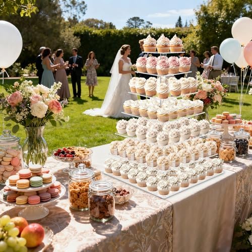 weddingwish Cupcake Stand, 7 Tier Square Cupcake Stand for 160 Cupcakes, Acrylic Cupcake Tower Stand, Large Cupcake Display Stands, Tiered Cupcake Holder Stand for Birthday, Party, Baby Shower - Image 2