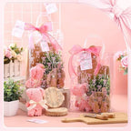 Honeydak 49 Pcs Baby Shower Prizes for Game Players 6 Set Cheese Board Fork Knives Coaster Towel Artificial Potted Plant Thanks Card Gift Bag for Baby Bridal Shower Wedding Favors(Pink Bow) - Image 4