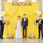 40ft x 12ft Yellow Backdrop Curtains Wrinkle Free Backdrop Curtain for Wedding Parties Yellow Fabric Backdrops Drapes Back Drop Cloth Bridal Shower Stage Curtains Wedding Decorations for Reception - Image 4