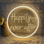 Happily Ever After Neon Sign Dimmable LED Neon Lights Sign for Wall Decor USB Powered LED Sign for Wedding Anniversary Valentine's Celebrations Bedroom Art Sign Decorations 30CM*30CM by Letourlivesbefullofloveandcolor