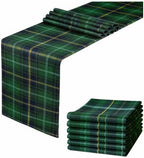 12 Pcs 72 X 13 Tartan Plaid Table Runner, Green Blue Tartan Baby Shower by Unknown