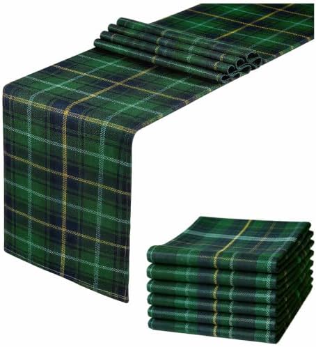 12 Pcs 72 X 13 Tartan Plaid Table Runner, Green Blue Tartan Baby Shower by Unknown