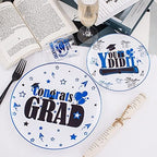 Liacere 150PCS Graduation Plastic Plates - Black and Blue Plastic Plates, Party Plates include 50Plates 25Knives 25Forks 25Spoons 25Cups for Graduation Party - Image 5