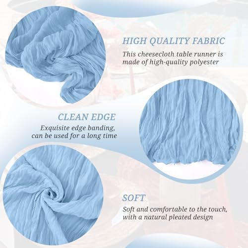 12Pack Light Blue Cheesecloth Table Runner 10FT Wedding Party Decor - Image 6
