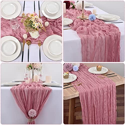 10 Pack Cheesecloth Table Runner 35 x 120 Inch, Dusty Rose - Image 4