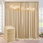 40ft x 10ft Wrinkle Free Beige Backdrop Curtains for Parties Weddings, 8 Panels 5×10ft Soft Silk Polyester Photo Backdrop Drapes for Birthday Baby Shower Baptism Photo Photography Background Cloth by ENJOYYOURPARTY