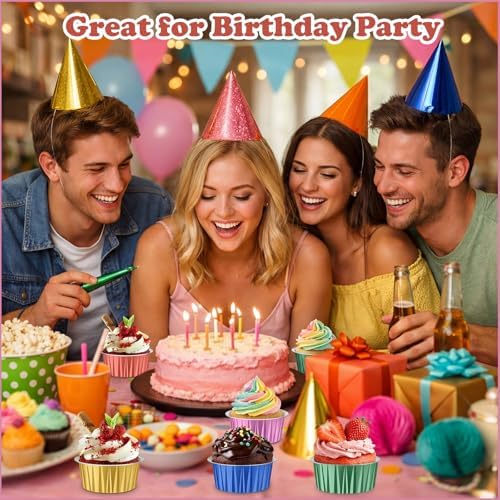 200 Pack Aluminum Cupcake Liners with Lids,Multicolor,Plain - Image 4