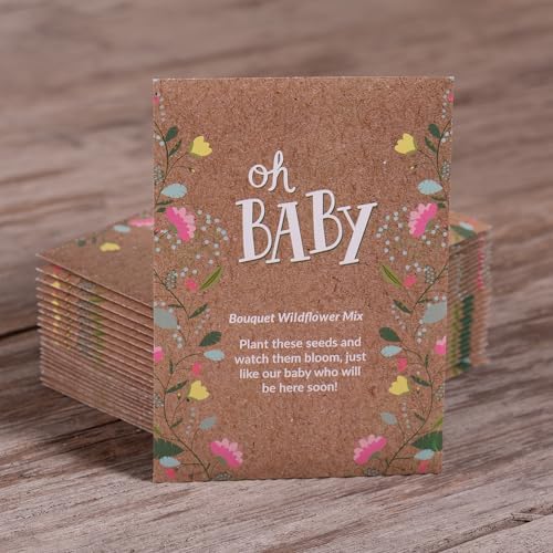 BENTLEY SEED CO. Oh Baby Flower Seeds Packets - Girl/Boy Baby Shower Favors - Pre-Filled, 25 Wildflower Seed Packs for Favor - Eco-Friendly Gift & Babys Guest Giveaways - Non-GMO Seeds - Brown - Image 6