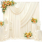 40FT x 15FT Wrinkle-Free Champagne Backdrop Curtains for Wedding, 8 Panels Champagne Fabric Photo Background Drapes for Wedding Reception, Birthday, Bridal & Baby Shower Decorations Photography by Besutolife