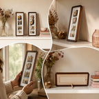 Photo Booth Frame Photo Strip Frame, 2 Pack Wooden Vertical Frames 11.81×3.94 Inches with Kickstand for Wedding Anniversary Couple Birthday Graduation Tabletop Display Gift - Image 3