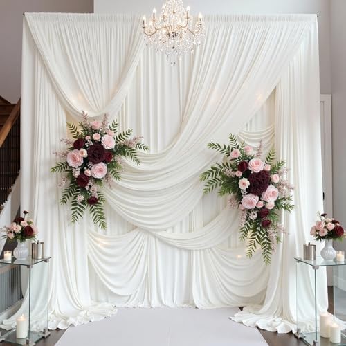 60ft×15ft Ivory Backdrop Curtain for Wedding Parties by PartyVillage