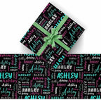 AOFUN Custom Name Text Valentine'S Wrapping Paper Personalized Christmas Gift Customized Wrapping Paper Wrapping Paper Roll with Printed Name 3 Rolls 58" x 23" - Image 2