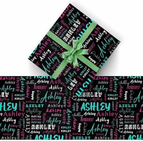 AOFUN Custom Name Text Valentine'S Wrapping Paper Personalized Christmas Gift Customized Wrapping Paper Wrapping Paper Roll with Printed Name 3 Rolls 58" x 23" - Image 2