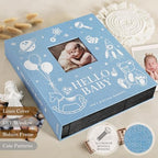 Lanpn Baby Photo Album 4x6 600 Pockets, Linen Cover Photo Book Newborn Bebe Album Memory Book with Front Window Holds 600 Horizontal and Vertical Pictures Gift for Boy Girl Baby Shower Blue - Image 3