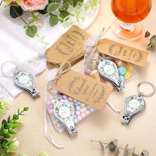 Minatee 50Set Baby Shower Bottle Openers Nail Clipper for Guest, Eucalyptus - Image 4