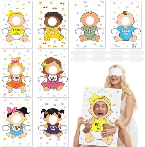 8 Set Games for Baby Shower Feed Me Shower Favors Activities with 8 Pcs Kt Boards and 8 Pcs Eye Patches for Funny Gender Reveal Christmas Bridal Party Decorations Supplies Activities Play by Unknown