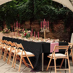 16Pack Disposable Plastic Tablecloths and Satin Table Runner Set Black and Rose Gold Dot Tablecloth Gold Satin Table Runner for Wedding Birthday Baby Shower Anniversary Christmas New Year Party Supply - Image 7