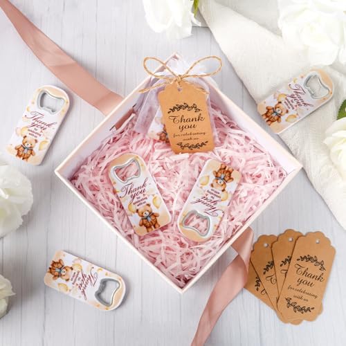 50Pcs Bear Bottle Opener Baby Shower Favors for Guests Cute Magnetic Bottle Openers with Organza Bags and Thank You Cards, for Gender Reveal Theme Party Decorations Rerurn Gift and Souvenirs - Image 4
