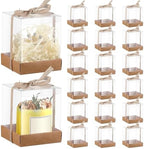 36 Set 3.5x3.5x4 in Candle Gift Package Transparent, Brown, 24 Set by Cunno