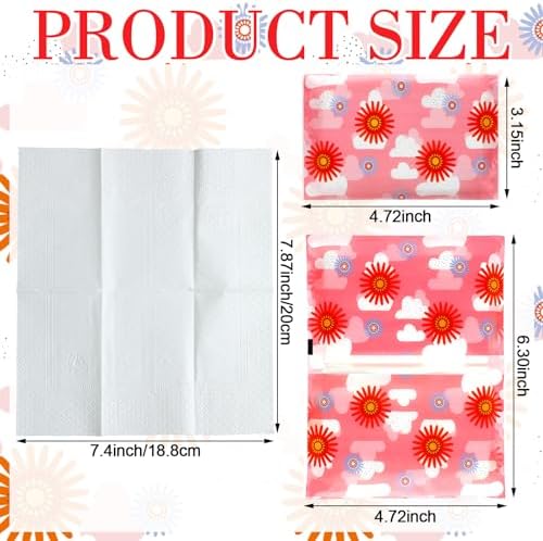 PerKoop 100 Pack Pocket Tissues Travel Slim Packs Small Facial Tissues Wallet Size Toilet Paper for Travel Guest Wedding Supplies, 4 Styles(Artsy Flowers) - Image 2