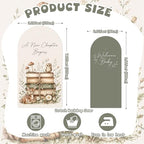 2PCS A New Chapter Begins Baby Shower Arch Backdrop Cover 6ft 7.2ft Stretchy Spandex Storybook Baby Shower Backdrop for A New Chapter Begins Pregnancy Announcement Party Supplies Photo Props - Image 2