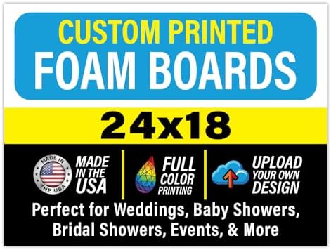 Custom Foam Board Poster Sign, 24x18 inch - 3/16 Thick - Personalized Foamcore Event Signs for Wedding, Baby Shower, Announcements, Presentations, Arts & Crafts by LegitFastPrinting