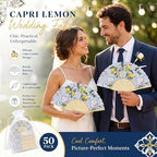 Vercraft 50 Sets Lemon Folding Hand Fans with Organza Bags Bulk, Wedding Favors for 50 Guests, Capri Mediterranean Paper Fans Bulk, Bridal Shower Party Favors Bridesmaid Gifts Summer Outdoor Decor - Image 4