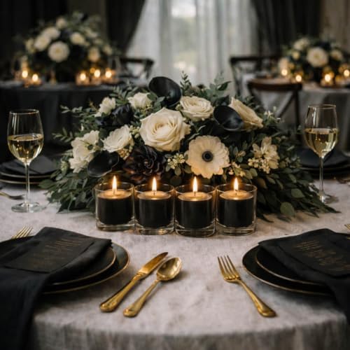 Set of 72 Richland Votive Candles Black Unscented and 72 Clear Glass Eastland Votive Holders - Image 4