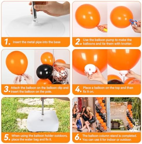 2 Sets Adjustable Balloon Column Stand Kit with Bases（ Orange and Black） - Image 4