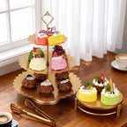 11 Pcs Gold Dessert Table Display Set, Metal Cake Stands and Tiered Serving Tray with Cake Servers and Tongs for Wedding Anniversary and Party Decor - Image 3