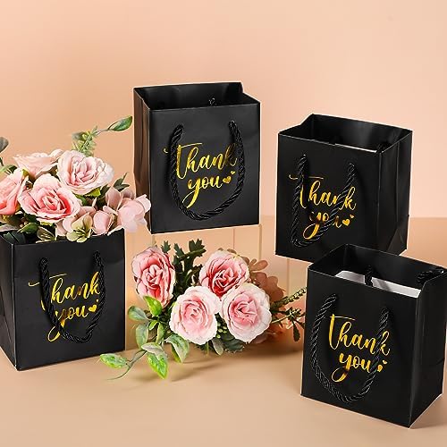 Honoson 60 Pcs Mini Thank You Gift Bag with Handle Bulk,Black - Image 4