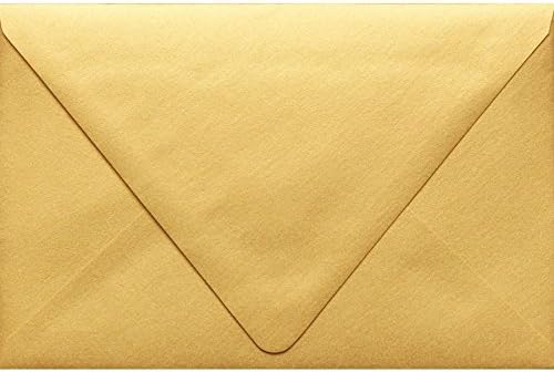 LUXPaper A9 Contour Flap Invitation Envelopes | 5 3/4" x 8 3/4" | Gold Metallic | 80lb. Text | 1,000 Qty by Envelopes.com