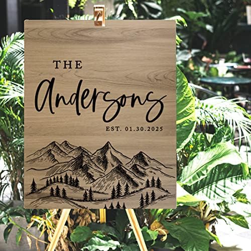 Andaz Press Large Wooden Welcome Sign for Wedding, Rustic Welcome Sign 16" x 20" Custom Last Name Woodland Forest Wedding Signage English Oak MDF Wood Finish Wedding Reception Indoor Outdoor Signs - Image 4